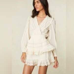 LoveShackFancy Cream Ruffle Mini Dress